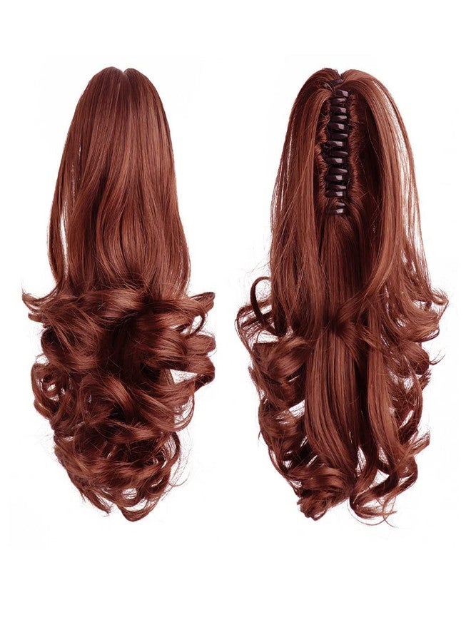 اتش اس بي جيه اتش تي ام وصلة شعر ذيل حصان بلون بني محمر من HSPJHTM، وصلات شعر ذيل حصان أحمر داكن بطول 12 بوصة بمشبك شعر للنساء، مشبك شعر صناعي مجعد، قطعة شعر منفوشة للهالوين للفتيات للاستخدام اليومي - Image 1